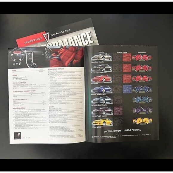2004 Pontiac GTO, Grand Prix Sales Package. 16pg Brochure & 8 panel Movie Poster - Picture 4 of 5